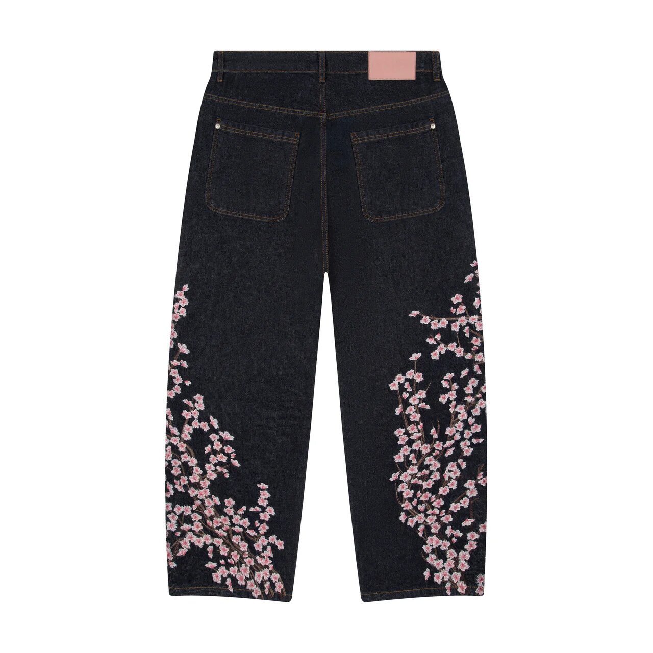 Broderie fleurs de cerisier noir