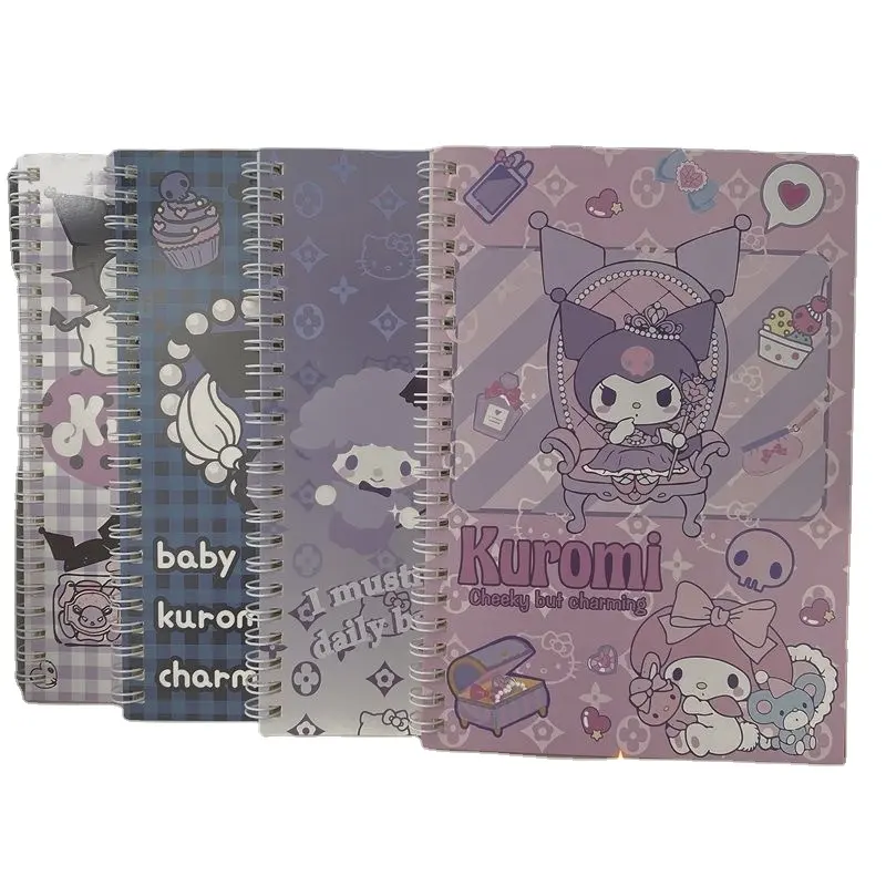 4 buah/set lucu Melody Kuromi A5 Notebook kertas kartun Notebook Kawaii alat tulis kantor catatan Melody Notebook perlengkapan kantor