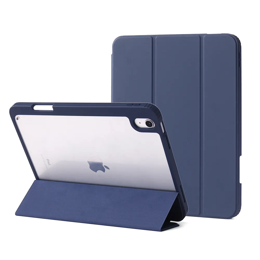 เคสหนัง PU พร้อมที่ใส่ปากกาพับสามทบสำหรับ iPad 10.9 11นิ้วเคสป้องกัน PC สำหรับ iPad เคสฝาพับ10th