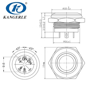 Chinakel 16mm interruttore a pulsante testa piatta scatola pulsante in metallo interruttore a pulsante - Product Image 3