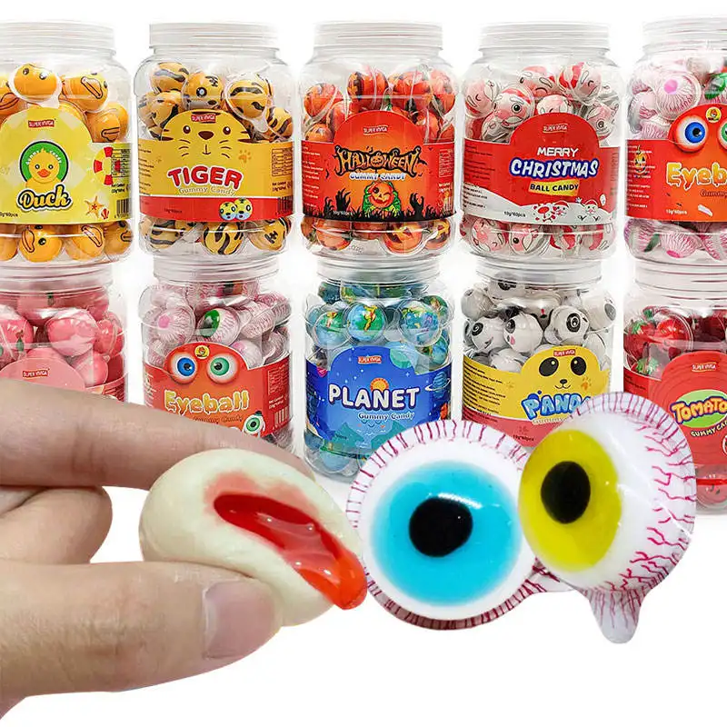 Interessante buon gusto regalo festa di Halloween 3d dolci mezzo bulbo oculare masticare Soft Candy occhio forma palla caramelle giocattoli caramelle gommose