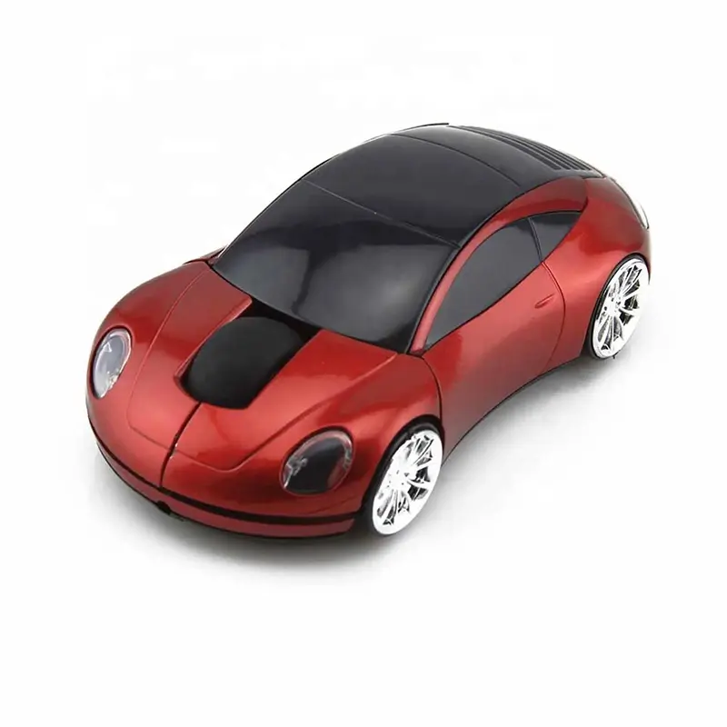 Ordenador con forma de coche para niños y niñas, Mouse óptico inalámbrico con batería AAA de 1600DPI, Nano USB de 2,4 GHz para regalos de promoción