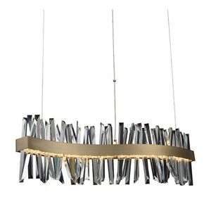 Paslanmaz fırçalanmış altın LED lineer kolye lamba S şekli K9 kristal giyinmiş avize yemek masası - Product Image 1
