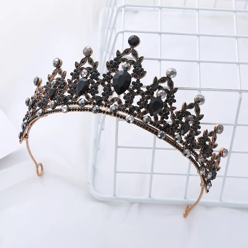 Atacado cristal jóias de cabelo da noiva tiara e coroa acessórios de cabelo de casamento grande top moda de cristal para mulheres rainha de ouro