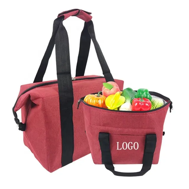 Polyester Thermal Cooler Tote Bag Cooler Bento Box Insulated Lunch Bag Large Capacity Polyester Cooler Bag With Eva Lining