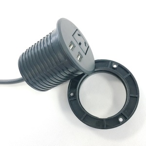 Hole <strong>Size</strong> 60mm AU Recessed Round Grommet Desktop Drawer Outlet with USB <strong>Port</strong> Hidden Recessed Power Strip with Usb for Furniture - Product Image 5