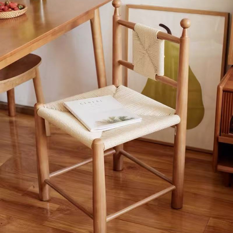 Grass chair, natural wood color