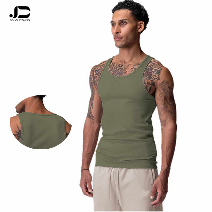 Running Gym Workout Soft and Lightweight Sleeveless Sportswear Bodybuilding Muscle Fit Men's Ribbed Tank Tops
