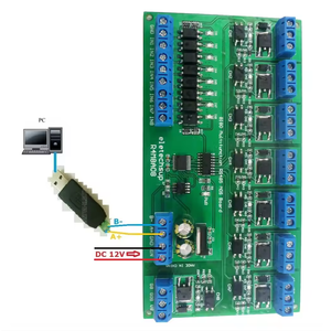 R4M8A08 12V 24V DC 8 izole IO DIN35 C45 ray kutusu UART RS485 MOSFET modülü Modbus RTU kontrol röle PLC için anahtarlama paneli LED - Product Image 3