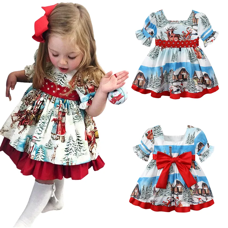 2023 Natal Kids Boutique Toddler Girls Clothing Set Fabricante Conjuntos de roupas Bulk Wholesale Baby Girl Dresses