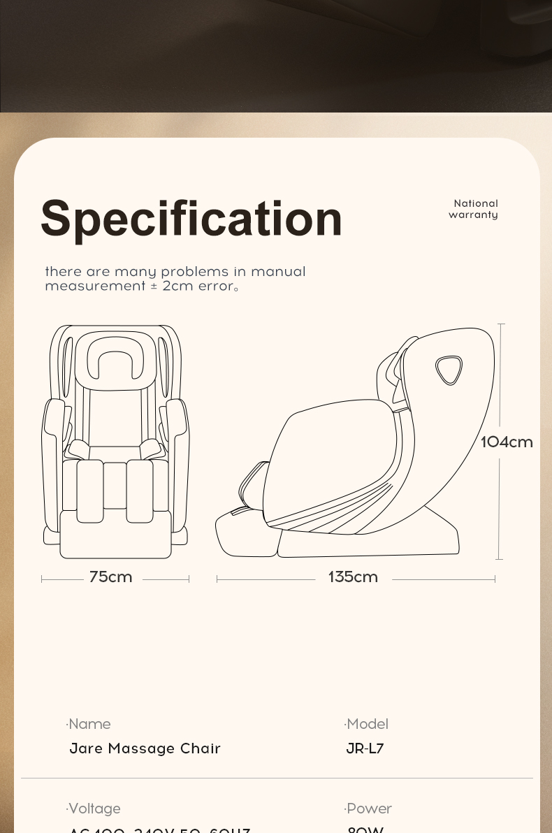 Jare L7 Display Lcd Remote Control Luxury 4D Foot Spa Factory Price Kneading Shiatsu Blue-Tooth Full Body Massage Chair
