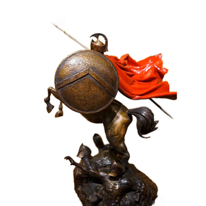 Tượng điêu khắc bằng đồng đúc thủ công theo thiết kế nghệ sĩ, hình chiến binh Hy Lạp, hiệp sĩ, nhân vật Kamen Rider châu Âu, ngựa, nghệ thuật kim loại - Product Image 6