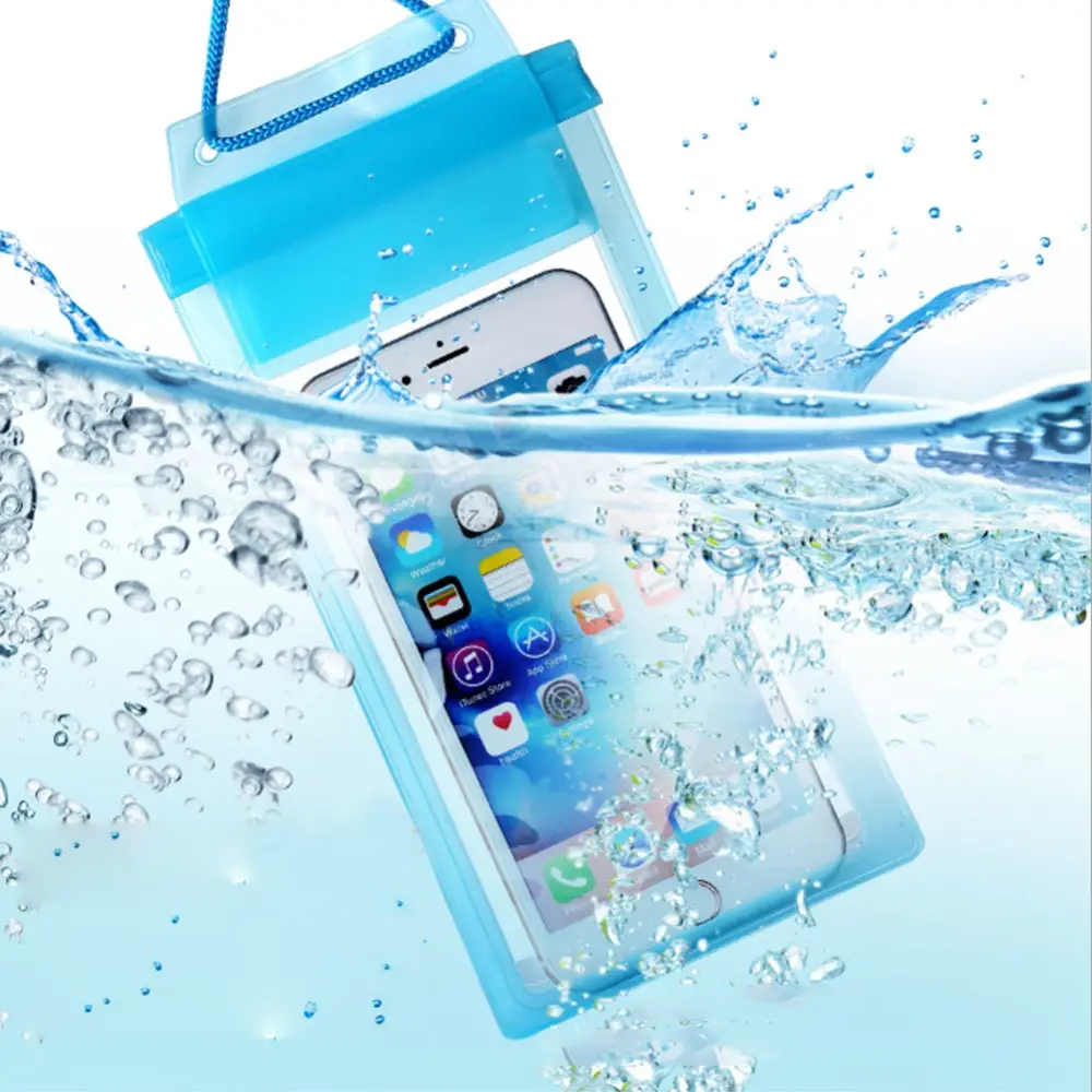 Bolsa universal impermeável para celular, sacola à prova d'água em pvc para telefone celular estojo seco para celular com cordão