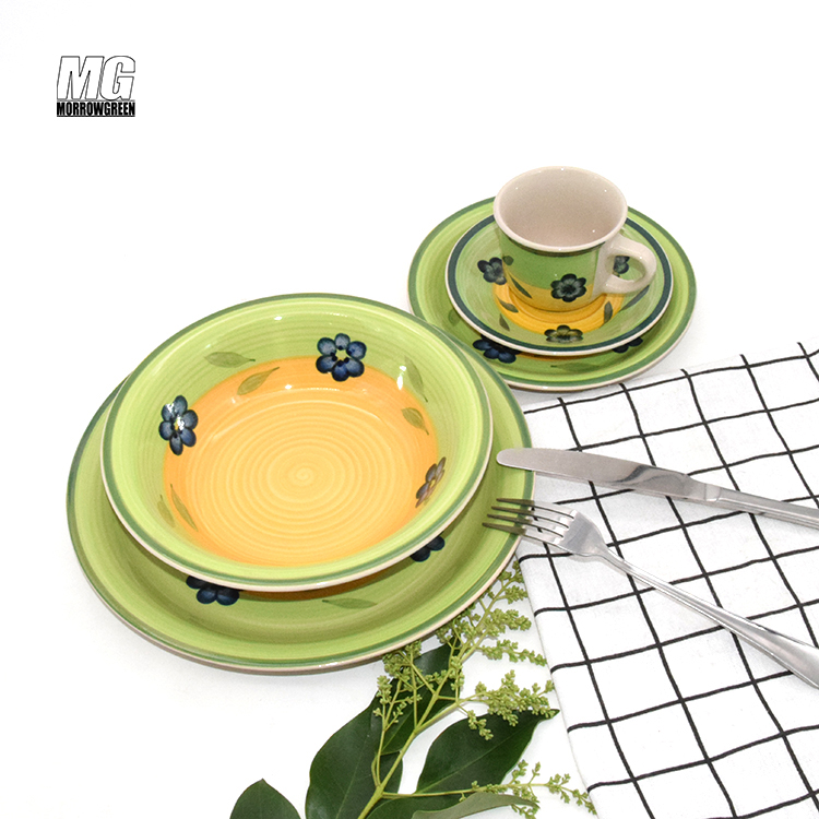 Ceramic Stoneware Porcelain High Quality Plate Bowl Golden Edge Dishes & Plates Luxury Round dinner plate set