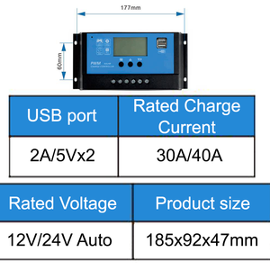 Солнечный ЖК-дисплей 12v 24v 10a 20a 30a Pwm контроллер солнечного заряда - Product Image 4