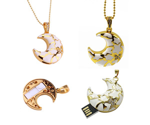 Bán buôn Kim Loại ổ đĩa flash USB với móc chìa khóa kim loại hình dạng mặt trăng ổ đĩa flash USB 2.0 3.0 kim cương ổ đĩa flash USB - Product Image 3