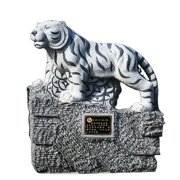 Intagliato a mano China Outdoor Decorazione del Giardino di Pietra Naturale di Grandi Dimensioni Tigre Scultura 12 Animali Dello Zodiaco Cinese Scultura Statue