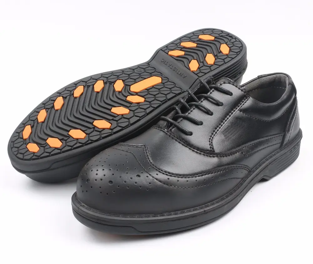 Fabricante de calçados de segurança personalizados de fábrica para homens, biqueira de aço, couro, resistente ao deslizamento, resistente a facadas, à prova d'água, s3 atacado