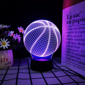 3DLEDナイトライトUSB電源の小さなテーブルランプバスケットボールフットボールバレーボールシリーズ、7色タッチリモコンギフト付き - Product Image 4