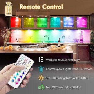 3AA pille çalışan LED itme dokunun dolap dokunmatik altında kabine raf ışığı RGB LED Puck ışıkları uzaktan - Product Image 3