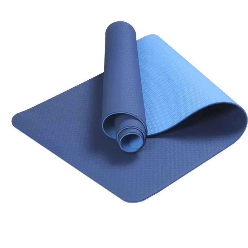 Chine Bas Prix Personnalisé Grand bleu double couleurs Exercice personnalisé tapis de yoga tapis de yoga tpe machine tpe 6mm tapis de yoga