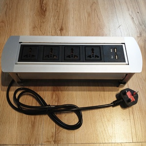 Muebles de oficina de escritorio de Rotación Manual flip up socket 4 Universal toma de corriente con 2 de puerto de carga usb - Product Image 3