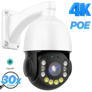 8MP 4K PTZ กล้องเลเซอร์ติดตามอัตโนมัติสีเต็มรูปแบบ H.265 20X ออปติคอล360 ° เสียง POE PTZ IP ความเร็ว Doom icsee - Product Image 5