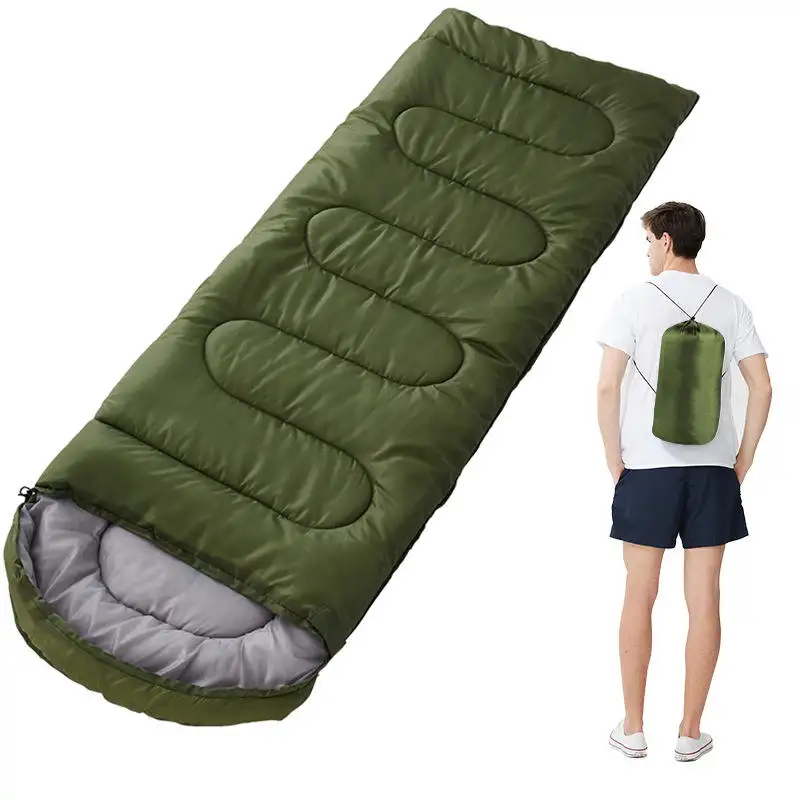 Saco de dormir portátil para adultos, saco de dormir grueso para exteriores, impermeable, 170T, 950g-1800g, 3 estaciones