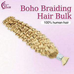 Fh 12Inch-26Inch #27 Tóc Vàng Ý Xoăn Số Lượng Lớn Bện Cabelo Trinh Nữ Nhân Tóc Không Có Sợi Ngang Cho Bện Phần Mở Rộng Tóc - Product Image 4