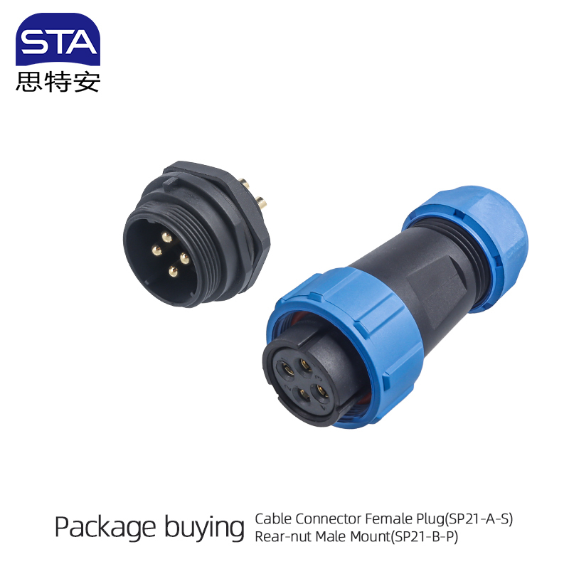 Connecteur de câble femelle + écrou arrière mâle