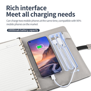 Power Bank Ladegerät Notebook mit Taschen rechner Office Geschenk A5 Größe Leder Tagebuch Notepad Notebook für Business Event - Product Image 3