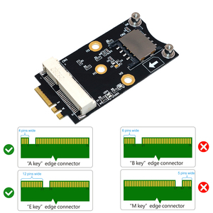 M.2 adattatore Wifi Mini PCIE scheda di rete Wireless A M2 NGFF chiave A + E Wifi Card Raiser con Slot per scheda SIM per modulo WiFi/WWAN/LTE - Product Image 5