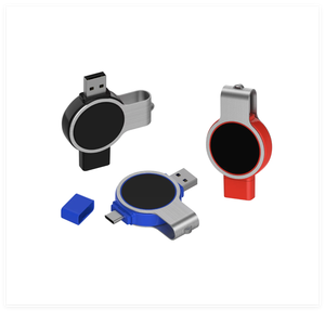 OTG C型双Usb圆形旋转金属OTG C型u盘，带发光标志手机和电脑商务礼品 - Product Image 5