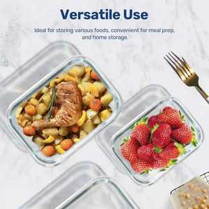 5 <span class=keywords><strong>g</strong></span>ói 22oz cao thủy tinh Borosilicate nhà bếp lưu trữ container PP có nắp đậy + Silicone con dấu kín máy rửa chén lò vi sóng an toàn - Product Image 4