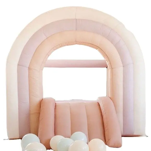 Ready to ship Kids Toddler baby commercial color bounce castle inflatable BOHO rainbow bounce house with slide include blower