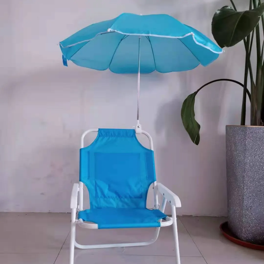 Chaise de plage en pvc pour bébé, dossier en toile d'aluminium, petit parapluie portable, pour enfants, ombrage de soleil, pliable