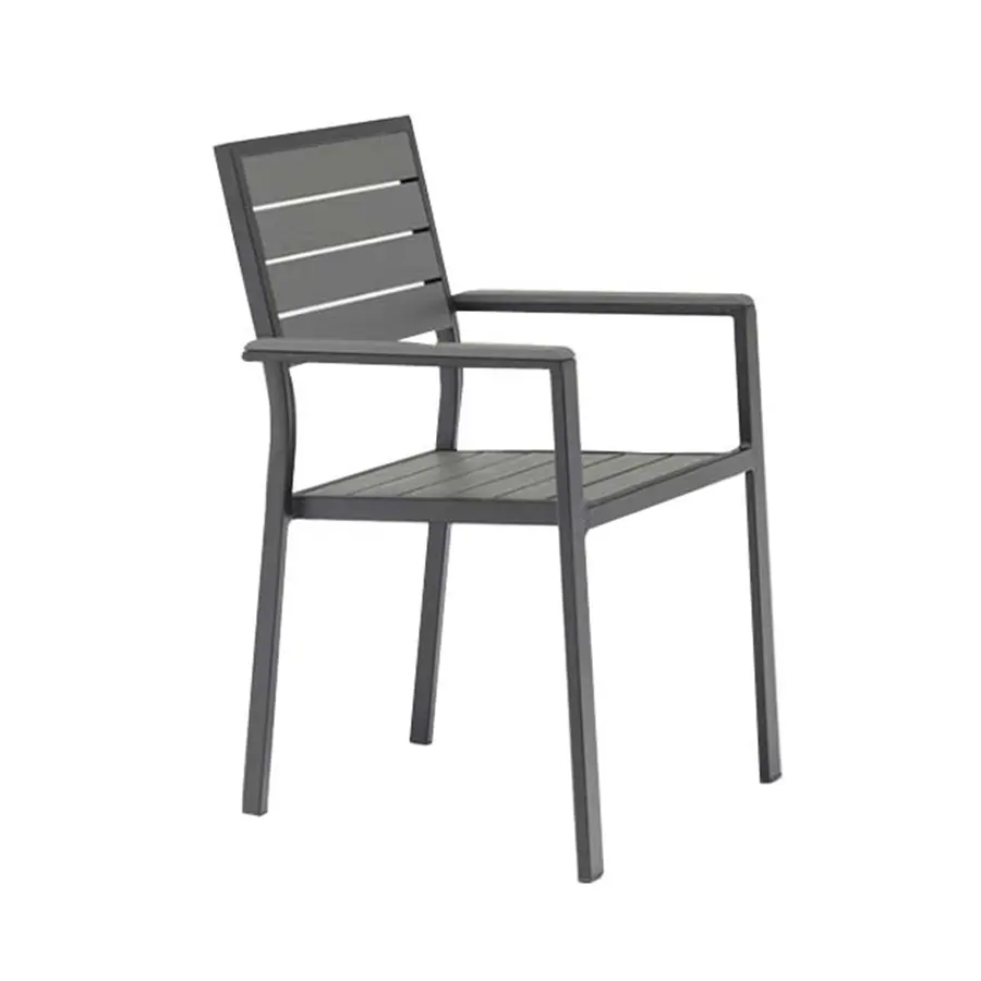 Cadeira de plástico leve peso móveis ao ar livre, apoio para braço, cadeira de jantar de madeira plástico para festas
