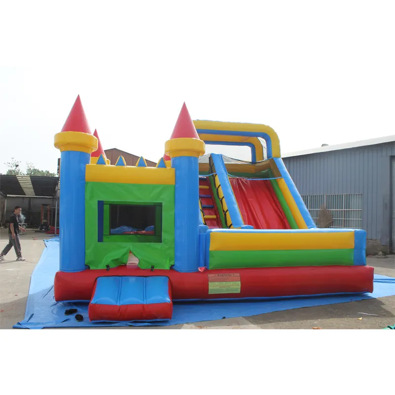 Atacado combo inflável bouncy moonwalk pulando castelo três pista água slide com grande piscina inflável água deslizamento e slide