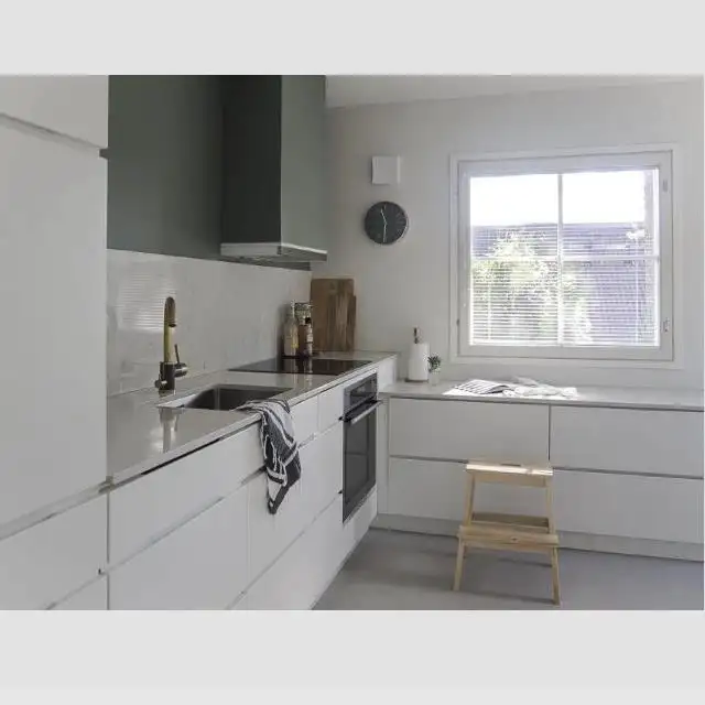 Muebles de cocina Diseños modernos Juego de gabinete de cocina de Melamina negra personalizado completo