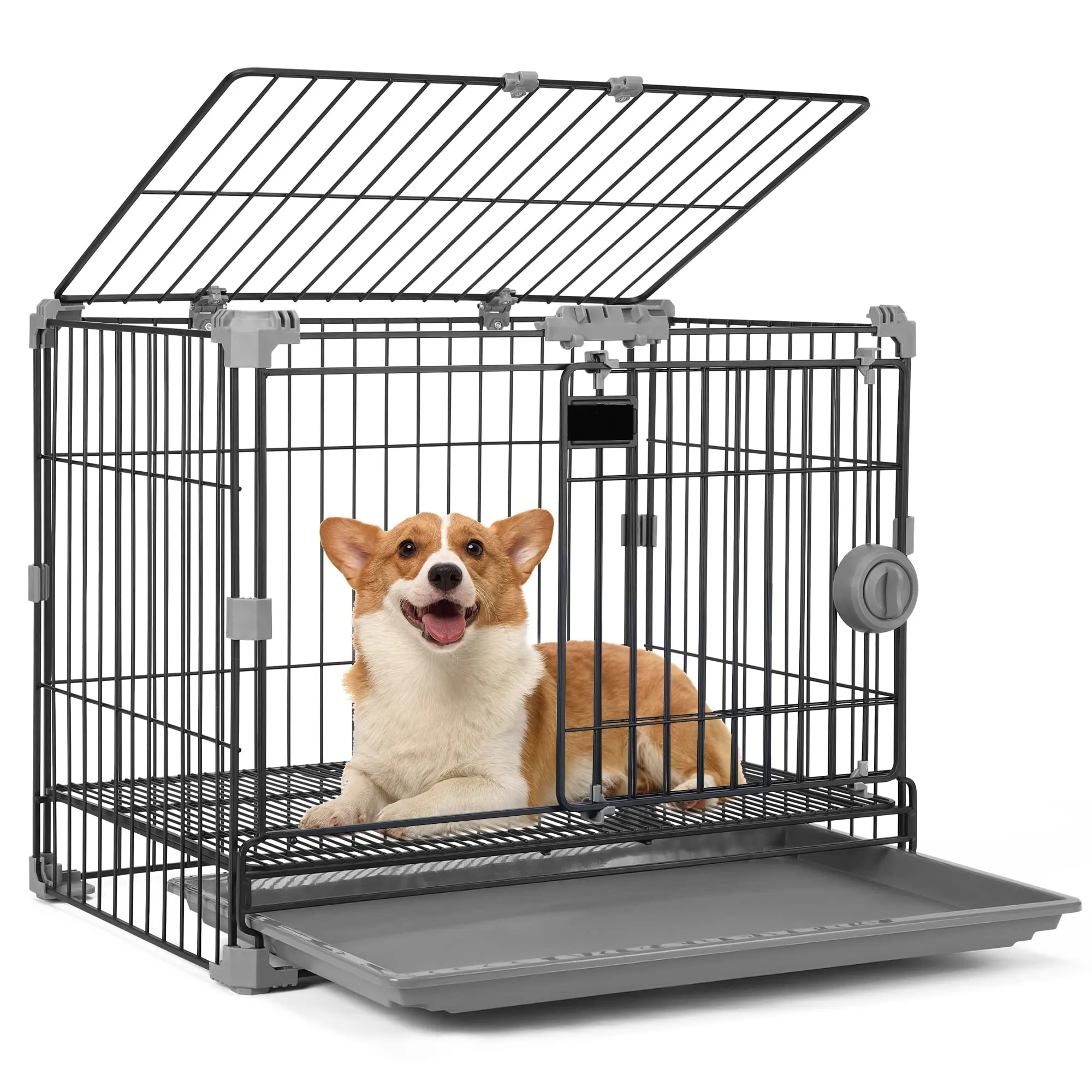 Cage à roue souple de 48 pouces, couverture en plastique pour porte simple, lit et coussin pour chien, tapis réversible et lavable, Cage pour animaux de compagnie