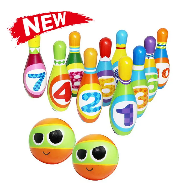 2024 Fabrik benutzer definierte Kinder Kinder Sportspiel zeug Spezielle neueste innovative farbige EVA Schaum Bowling kugel Soft Bowling Set
