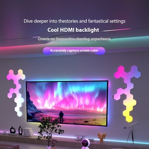 Tuya Smart TV pantalla sincronizada luz RGB Sinfonía Control de voz LED Cob Hexagonal luz ambiental IP65 8mm PCB ancho 12V entrada - Product Image 3
