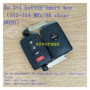 high quality smart remote car <strong>key</strong> for Toyota Avalon 3+1 4 Button Smart <strong>Key</strong> 312-314 MHz/8A Chip/ 0020 Car <strong>Key</strong> Fob Wholesale - Product Image 2