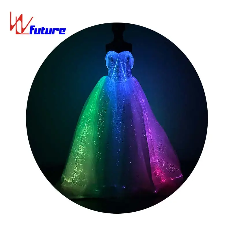 Stupefacente fantasia fantasia luminoso abito da principessa di vendita calda moda luce tessuto luminoso abito lungo abito da cocktail