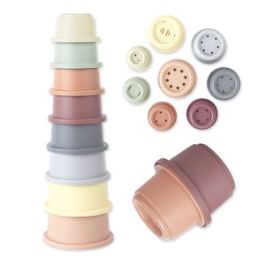 8pcs vừa lúa mì phong cách vòng xếp chồng ly đồ chơi giáo dục thiết lập cho bãi biển trong nhà phòng tắm sử dụng áp suất thấp PP vật liệu nhựa - Product Image 4