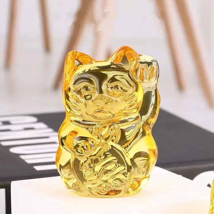 Fengshui-artesanía de cristal para decoración del hogar, citrino japonés de 7cm, gato de la suerte, maneki, neko, gato, gran oferta, 2022