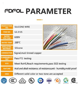 UL3135 6 AWG silikon tel FDFOL Ultra esnek 2 çekirdekli telli kalaylı bakır kablo 200C otomotiv için yüksek sıcaklık pil teli - Product Image 2