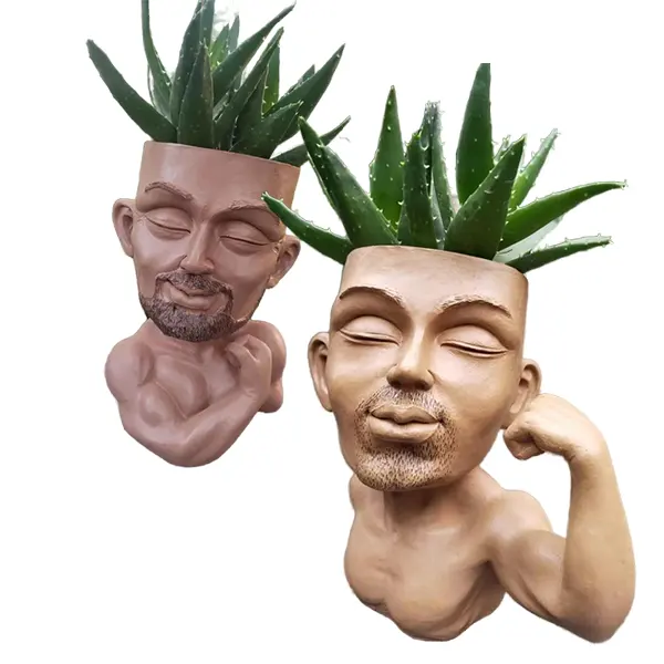 Resina personalizzata Muscleman Face fioriere Man Face Pots per pianta Face Head Flower Plant Pot vasi succulenti artigianato