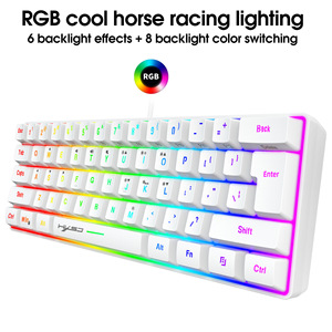 Teclado de membrana para juegos de 61 teclas, luz RGB, teclado portátil con cable, múltiples teclas de acceso directo, teclado de grupo - Product Image 3