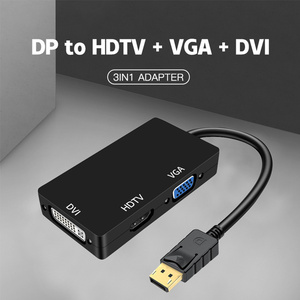 Displayport DP a HDMI DVI VGA Adaptador 3 en 1 Display Port Convertidor de cable para PC Laptop Proyector
